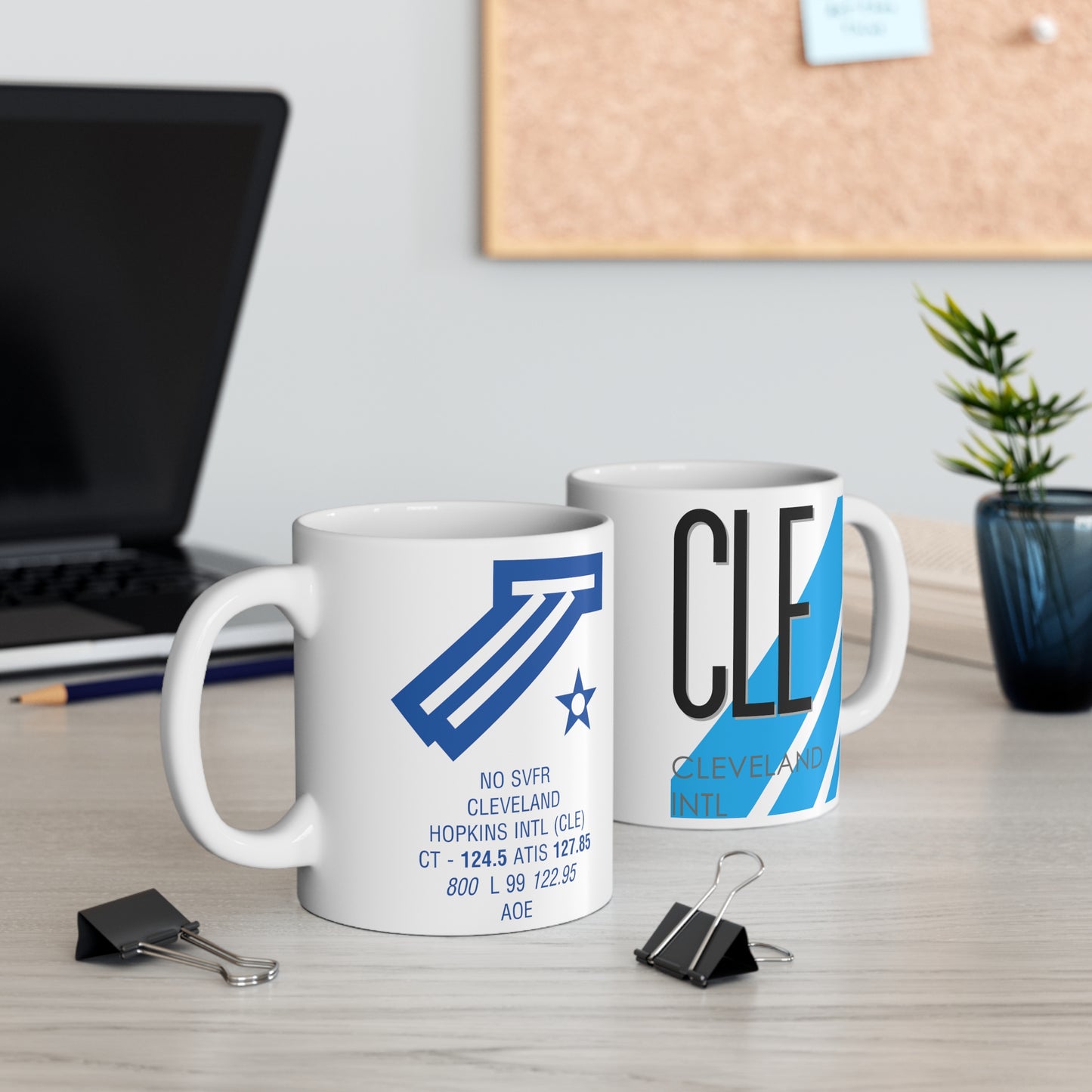 Cleveland-Hopkins Intl, CLE. 11oz Airport Mug (Blue)