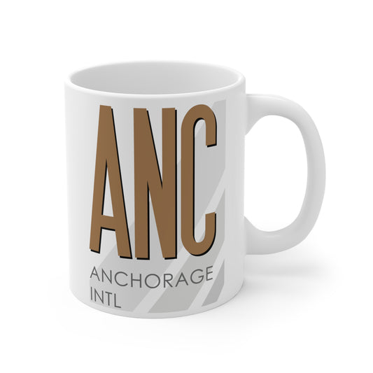 Ted Stevens Anchorage Intl, ANC. 11oz Airport Mug (Brown)