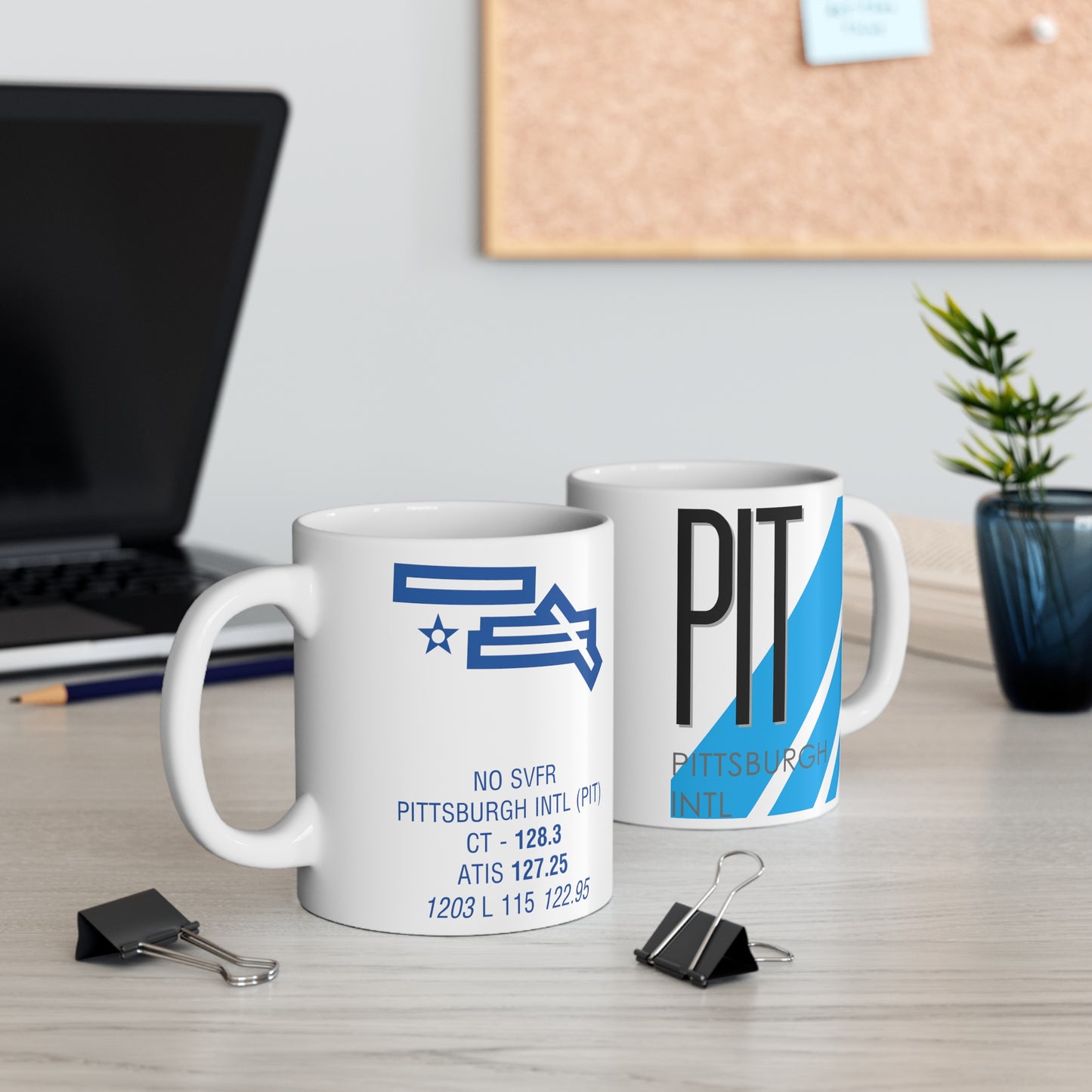 Pittsburgh Intl, PIT. 11oz Airport Mug (Blue)