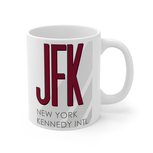 New York John F. Kennedy Intl, JFK. 11oz Airport Mug (Magenta JFK)