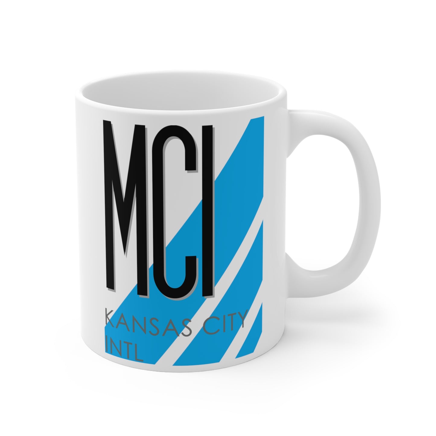 Kansas City Intl, MCI. 11oz Airport Mug (Blue)