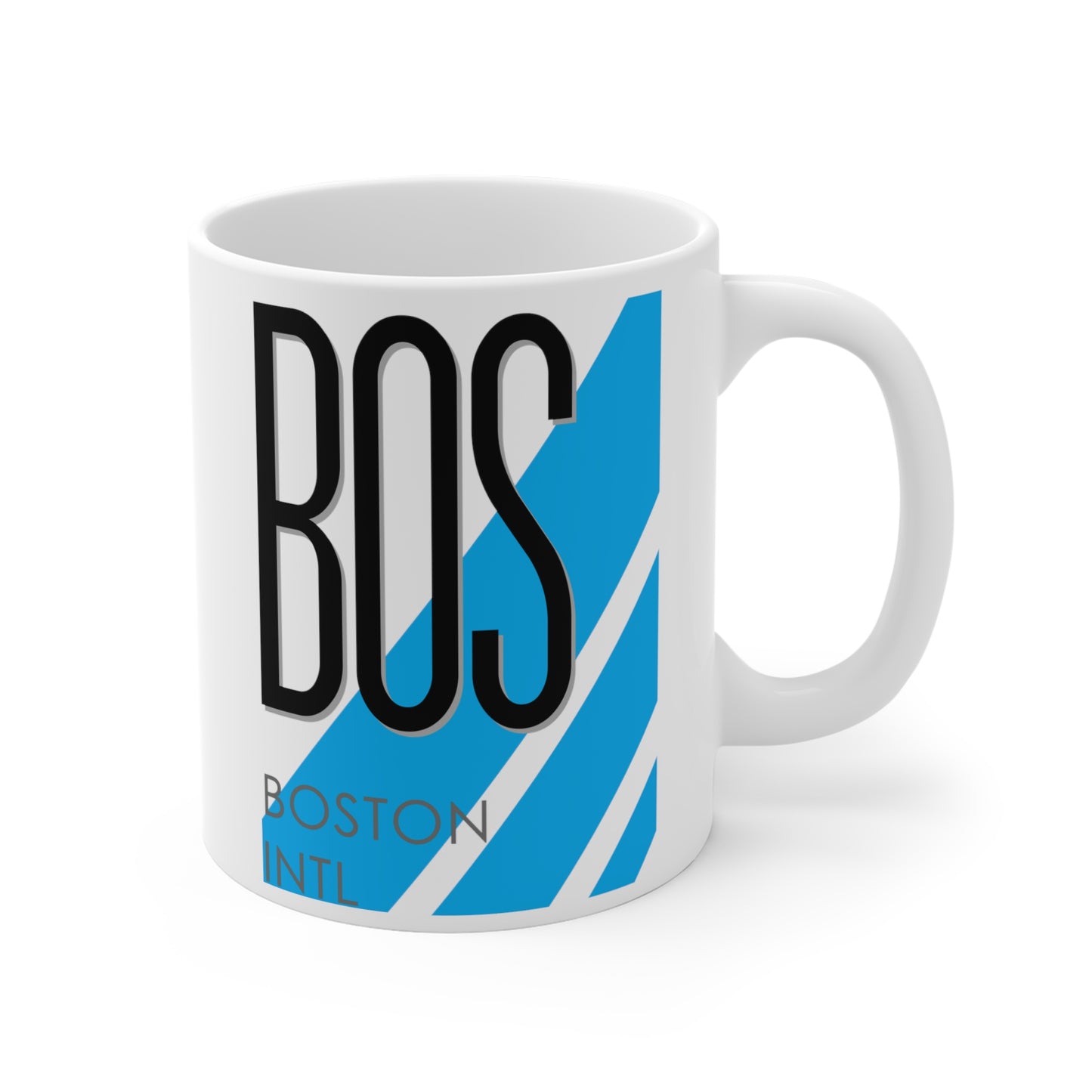 General Edward Lawrence Logan Boston Intl, BOS. 11oz Airport Mug (Blue)