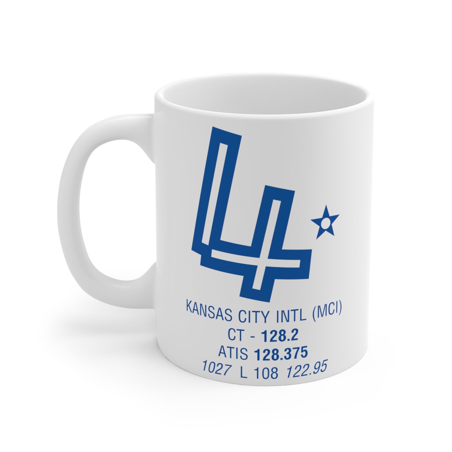 Kansas City Intl, MCI. 11oz Airport Mug (White)