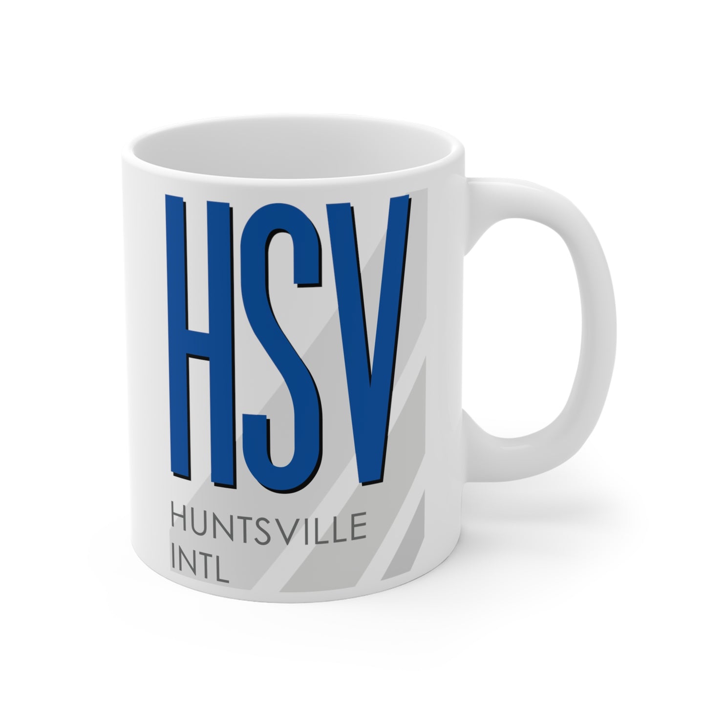 Huntsville Intl Carl T. Jones Fld, HSV. 11oz Airport Mug (Blue)