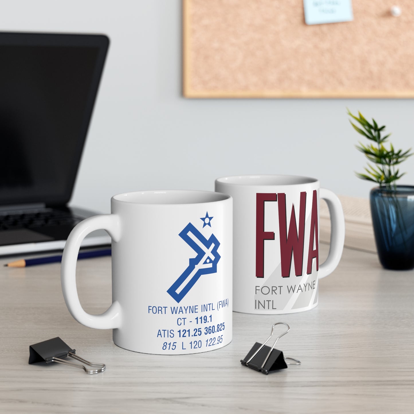 Fort Wayne Intl, FWA. 11oz Airport Mug (Magenta)