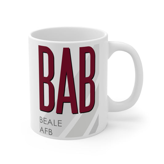 Beale AFB, BAB. 11oz Airport Mug (Magenta)