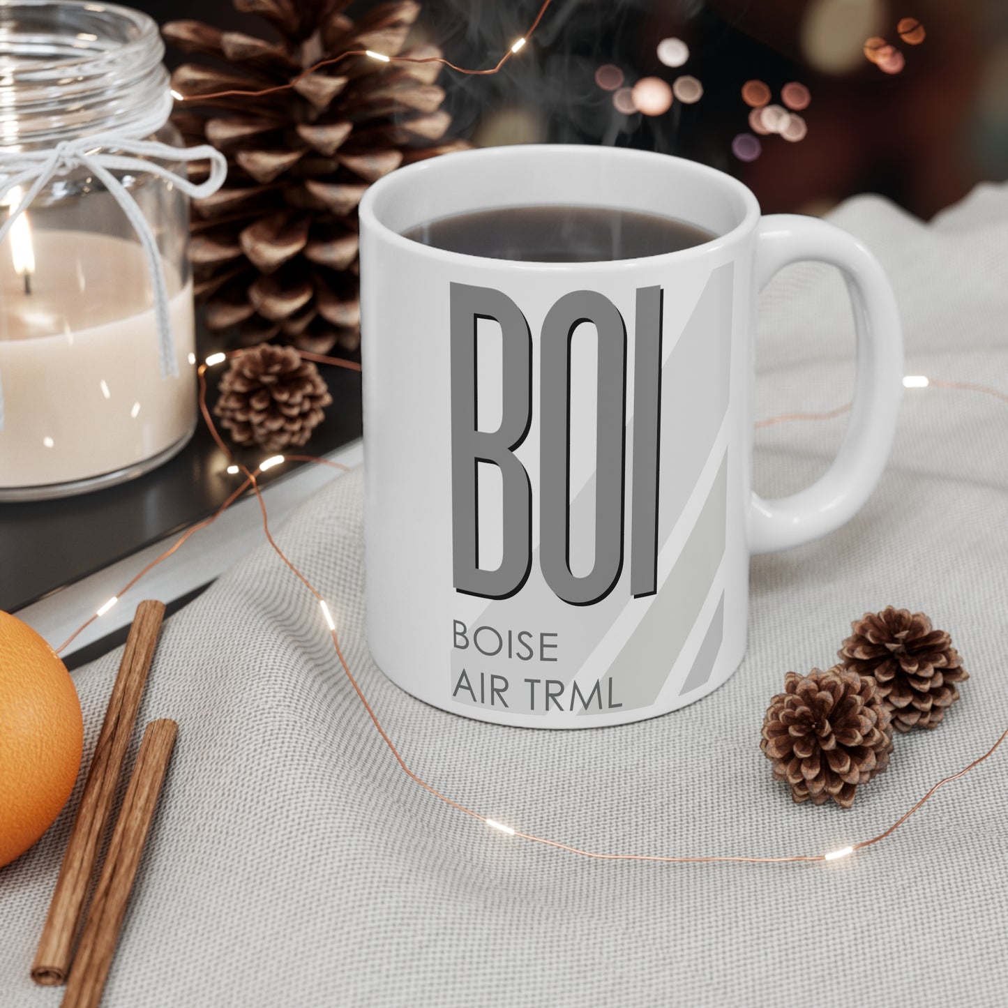 Boise Air Trml Gowen Fld, BOI. 11oz Airport Mug (Gray)