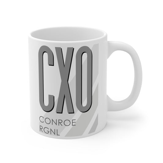 Conroe North Houston Rgnl, CXO. 11oz Airport Mug (Gray CXO)