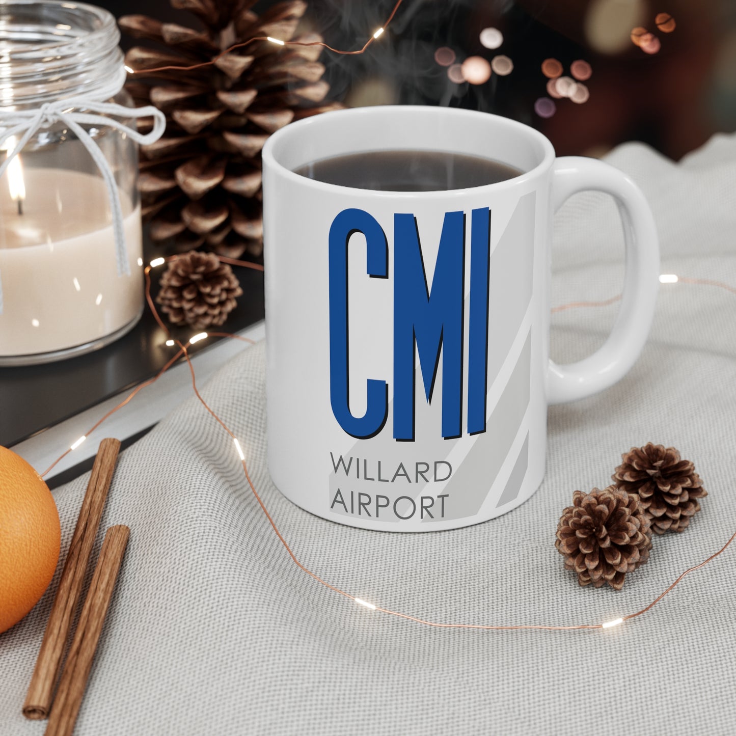 University of Illinois Willard Airport, CMI. 11oz Airport Mug (Blue)