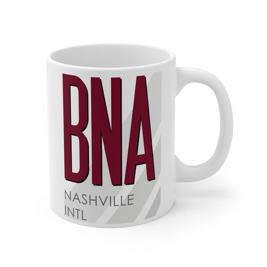 Nashville Intl, BNA. 11oz Airport Mug (Magenta)