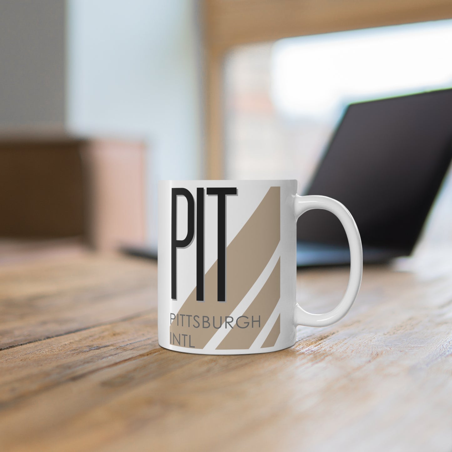 Pittsburgh Intl, PIT. 11oz Airport Mug (Cool Brown)