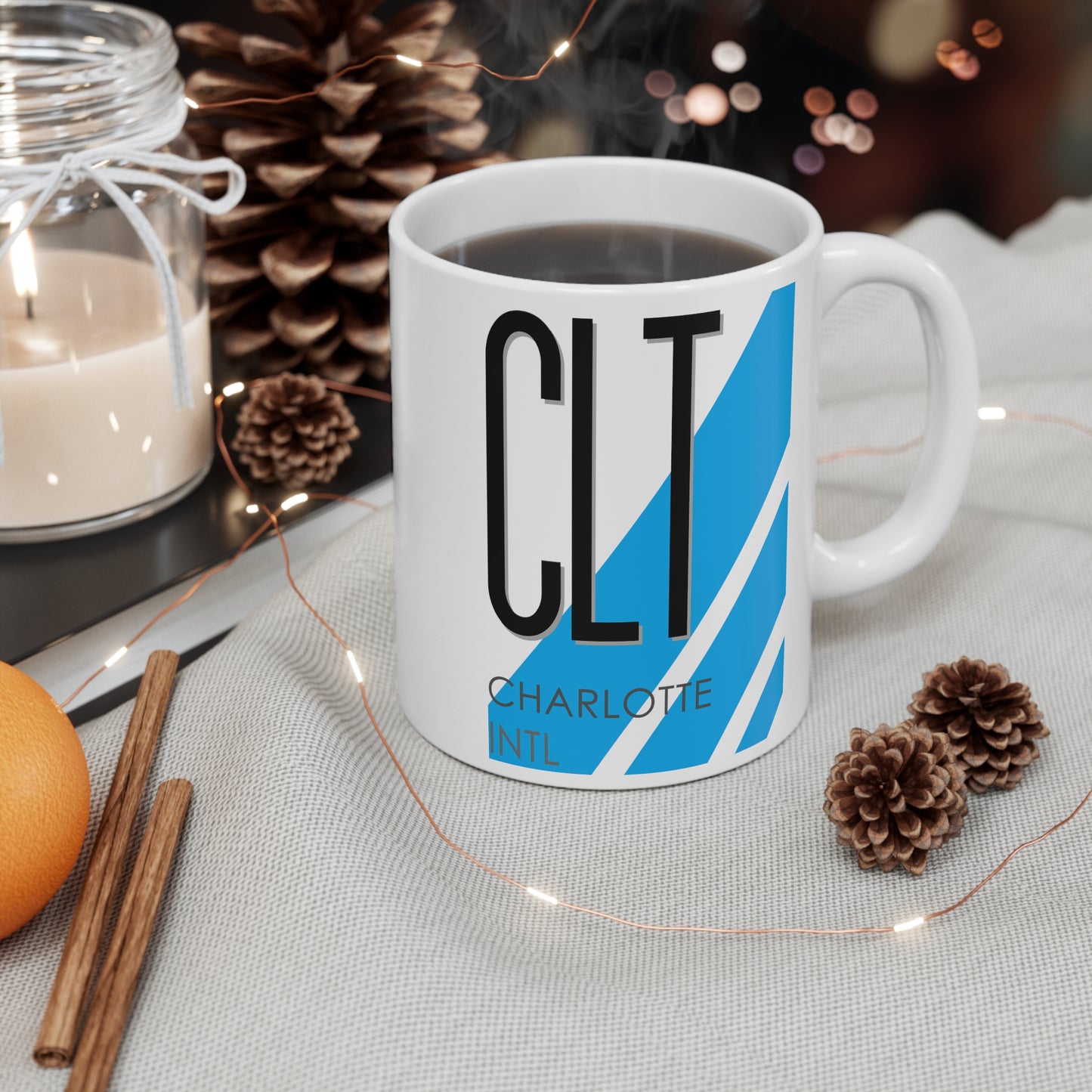 Charlotte-Douglas Intl, CLT. 11oz Airport Mug (Blue)