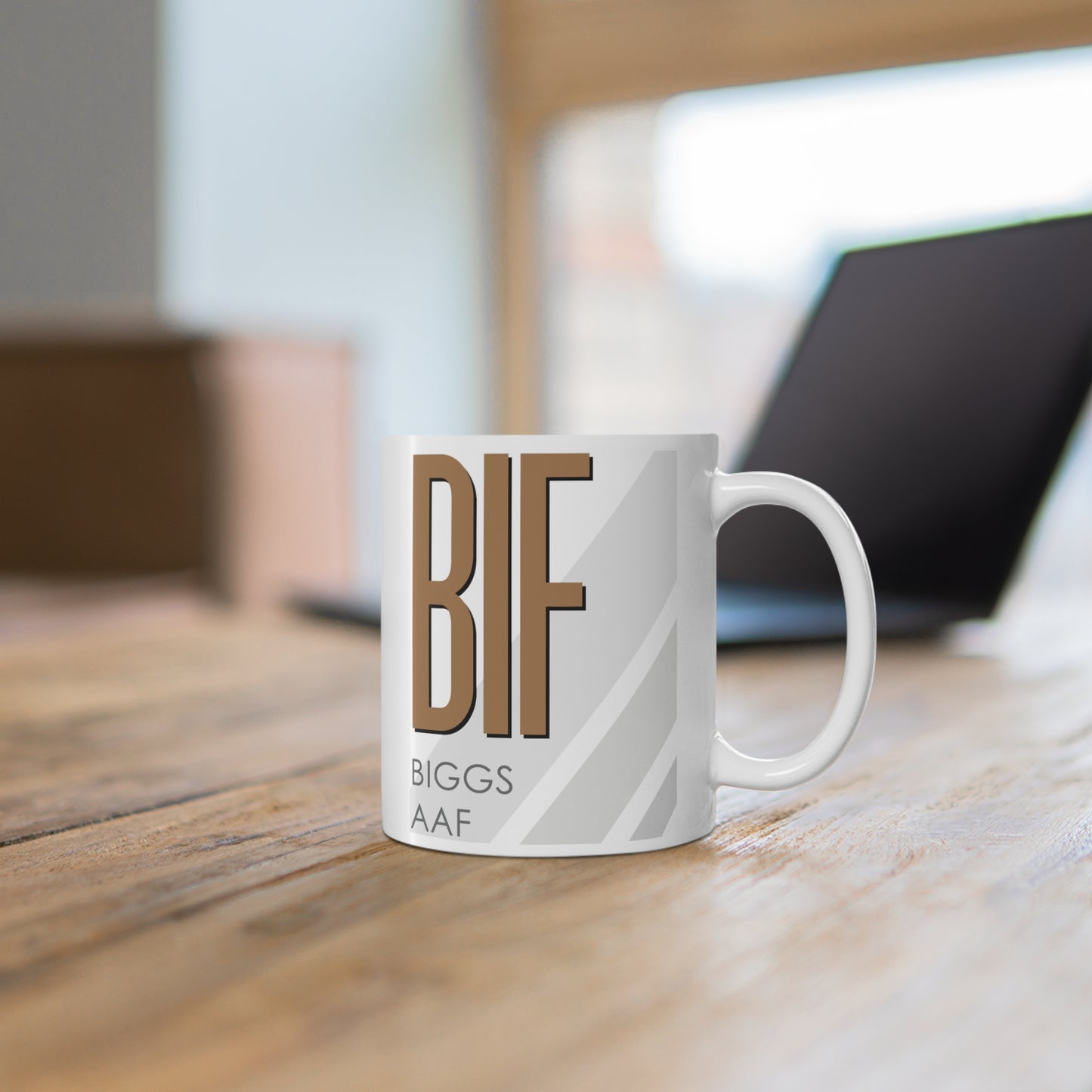 Biggs AAF, BIF. 11oz Airport Mug (Brown)