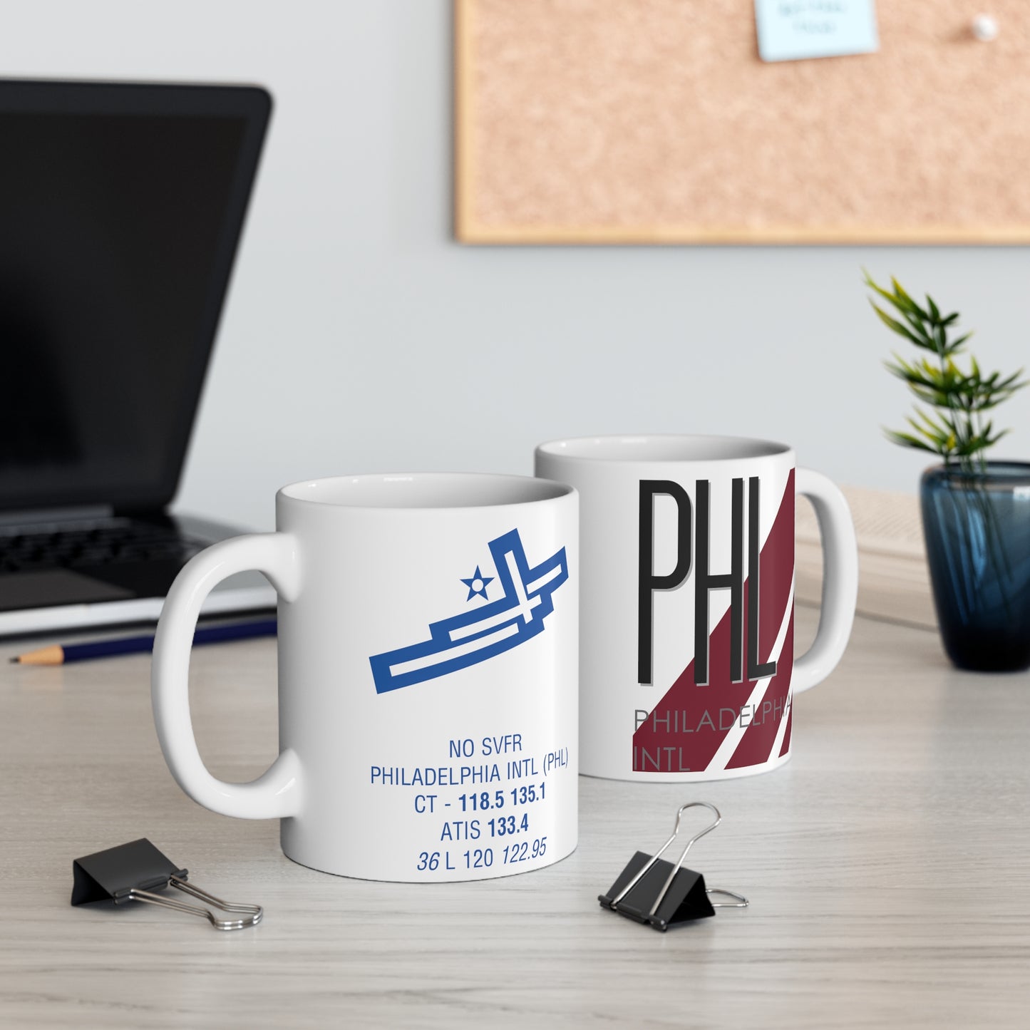 Philadelphia Intl, PHL. 11oz Airport Mug (Magenta)