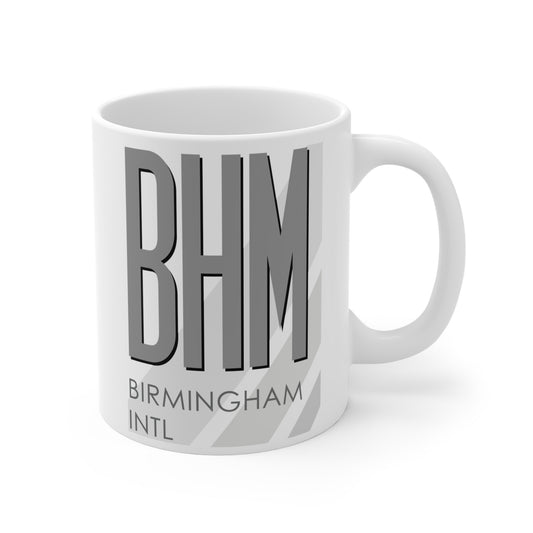 Birmingham Shuttlesworth Intl, BHM. 11oz Airport Mug (Gray)