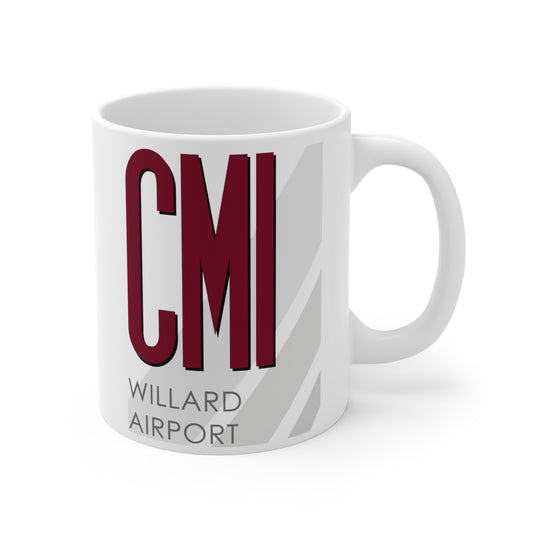 University of Illinois Willard Airport, CMI. 11oz Airport Mug (Magenta)