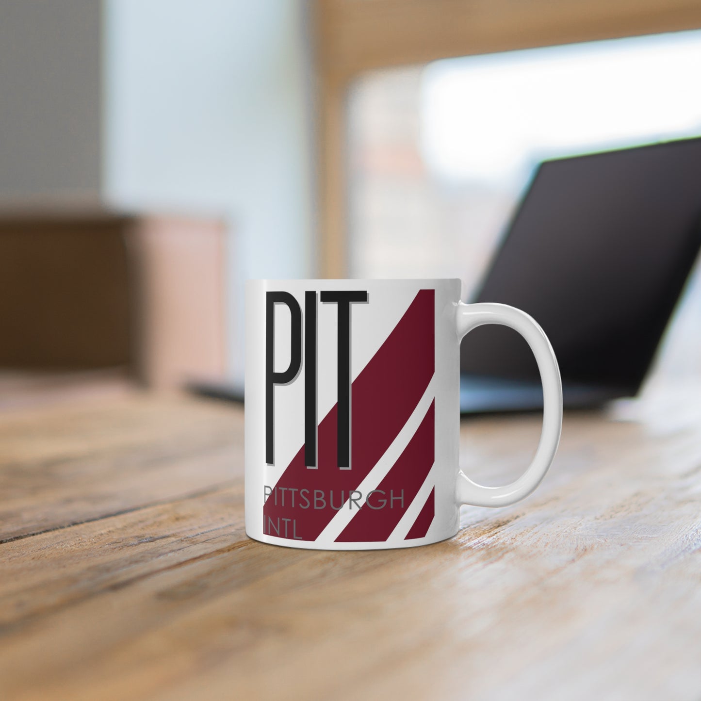 Pittsburgh Intl, PIT. 11oz Airport Mug (Magenta)