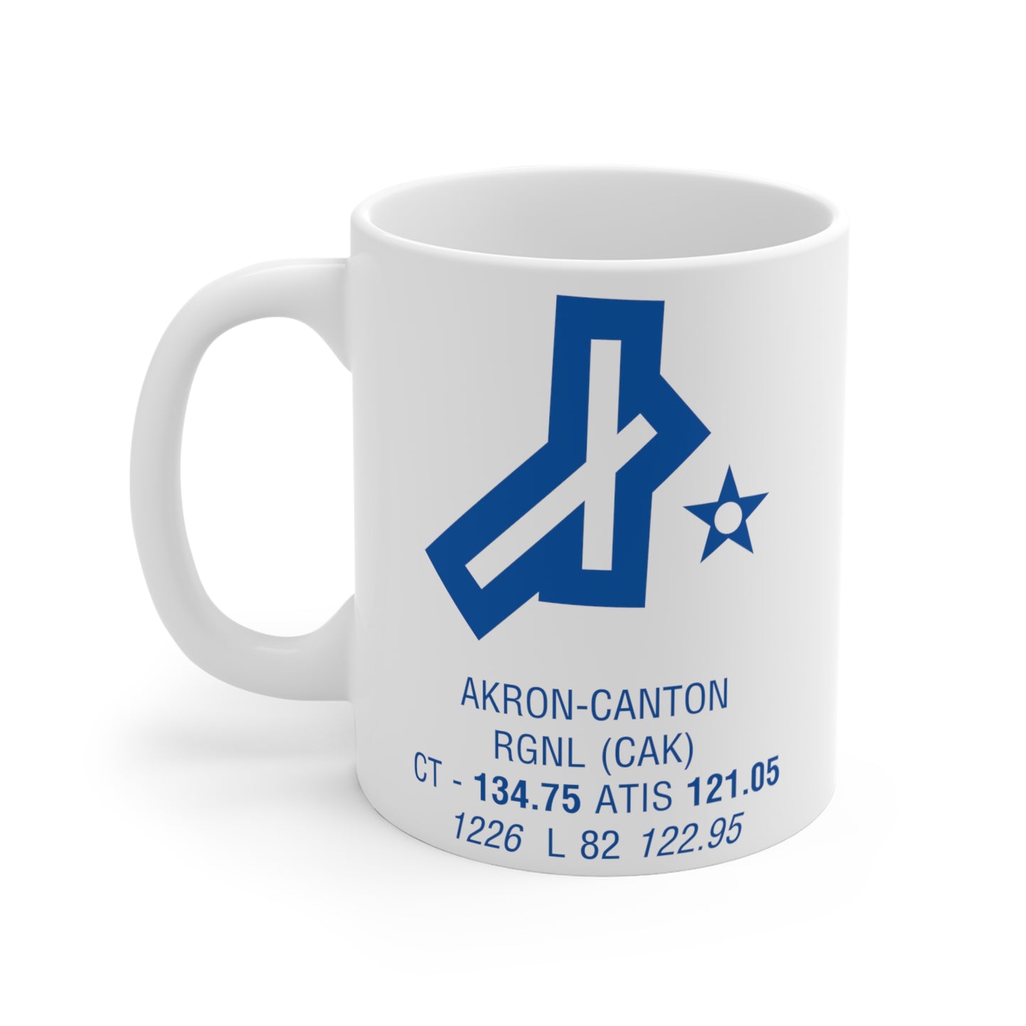 Akron Canton Rgnl, CAK. 11oz Airport Mug (Blue)