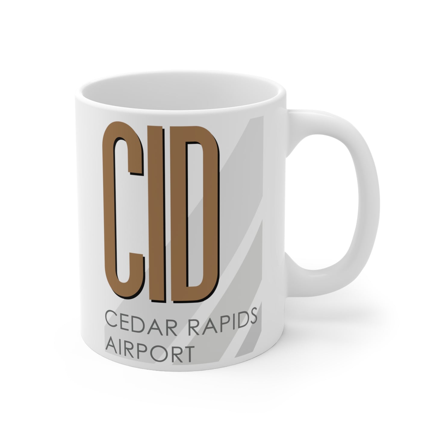 The Eastern Iowa Cedar Rapids, CID. 11oz Airport Mug (Brown)