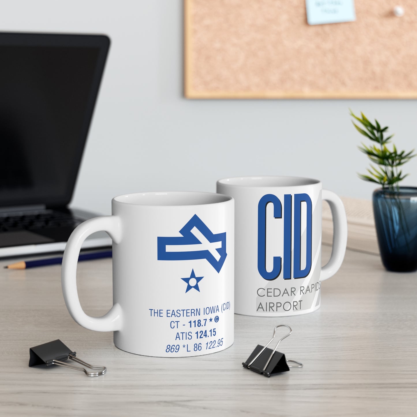 The Eastern Iowa Cedar Rapids, CID. 11oz Airport Mug (Blue)