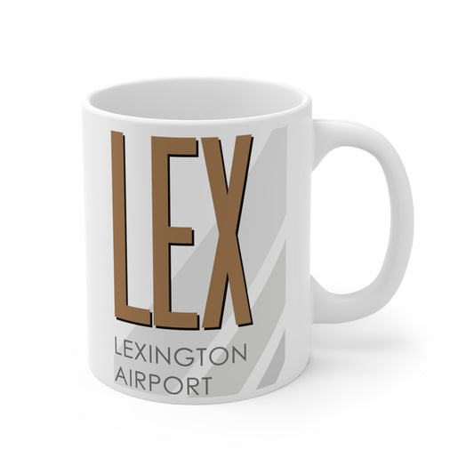 Lexington Blue Grass Airport, LEX. 11oz Airport Mug (Brown)