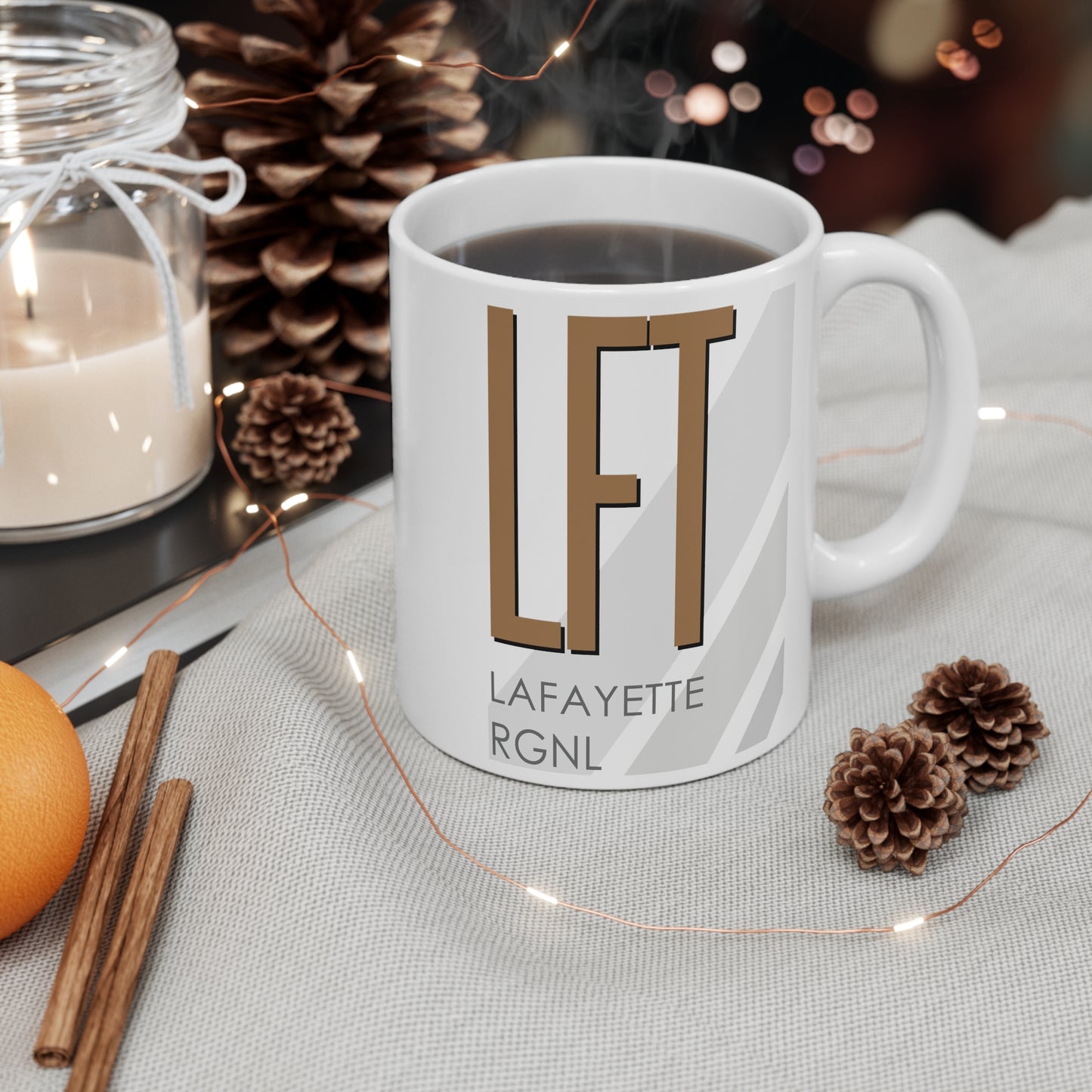 Lafayette Rgnl Paul Fournet Fld, LFT. 11oz Airport Mug (Brown)