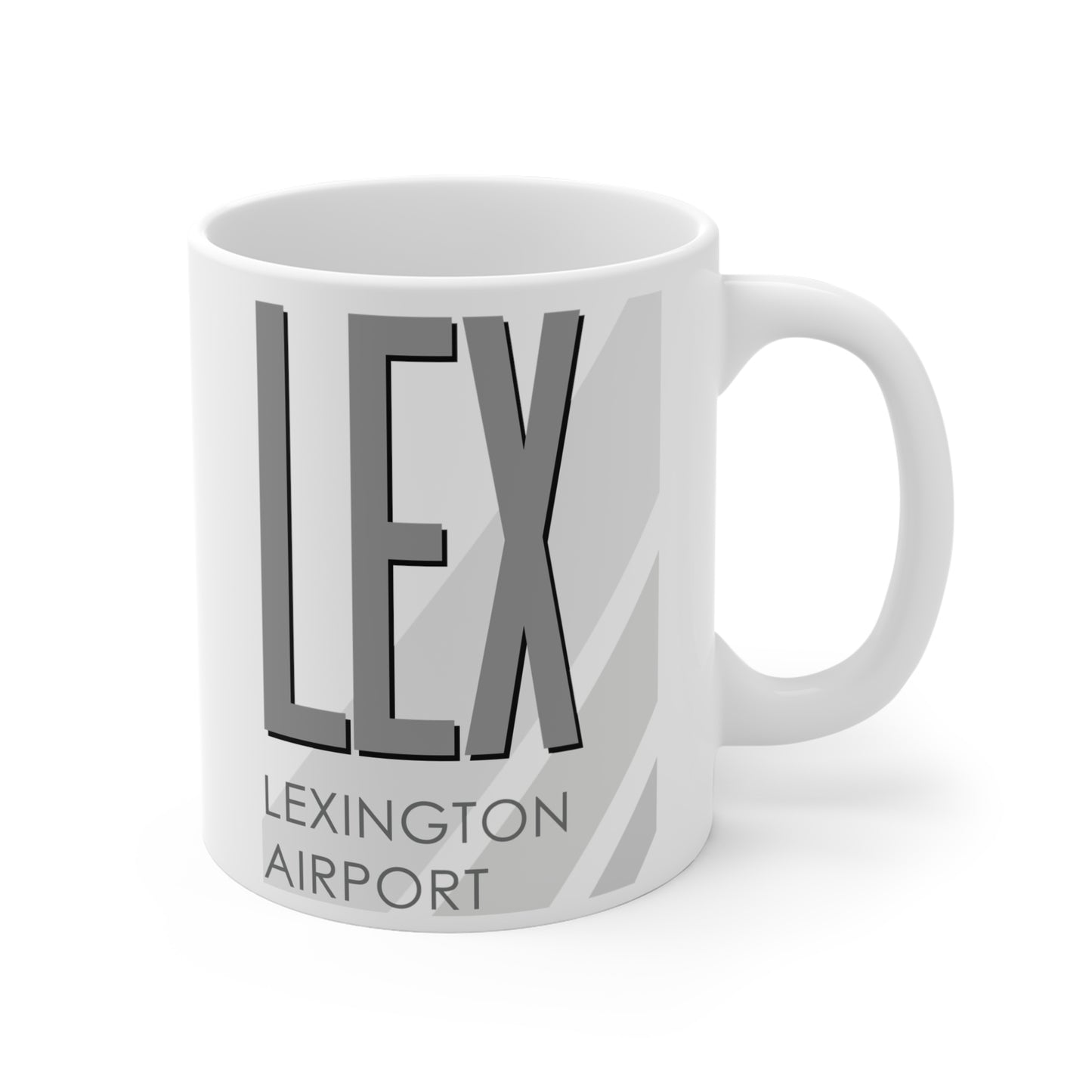 Lexington Blue Grass Airport, LEX. 11oz Airport Mug (Gray)