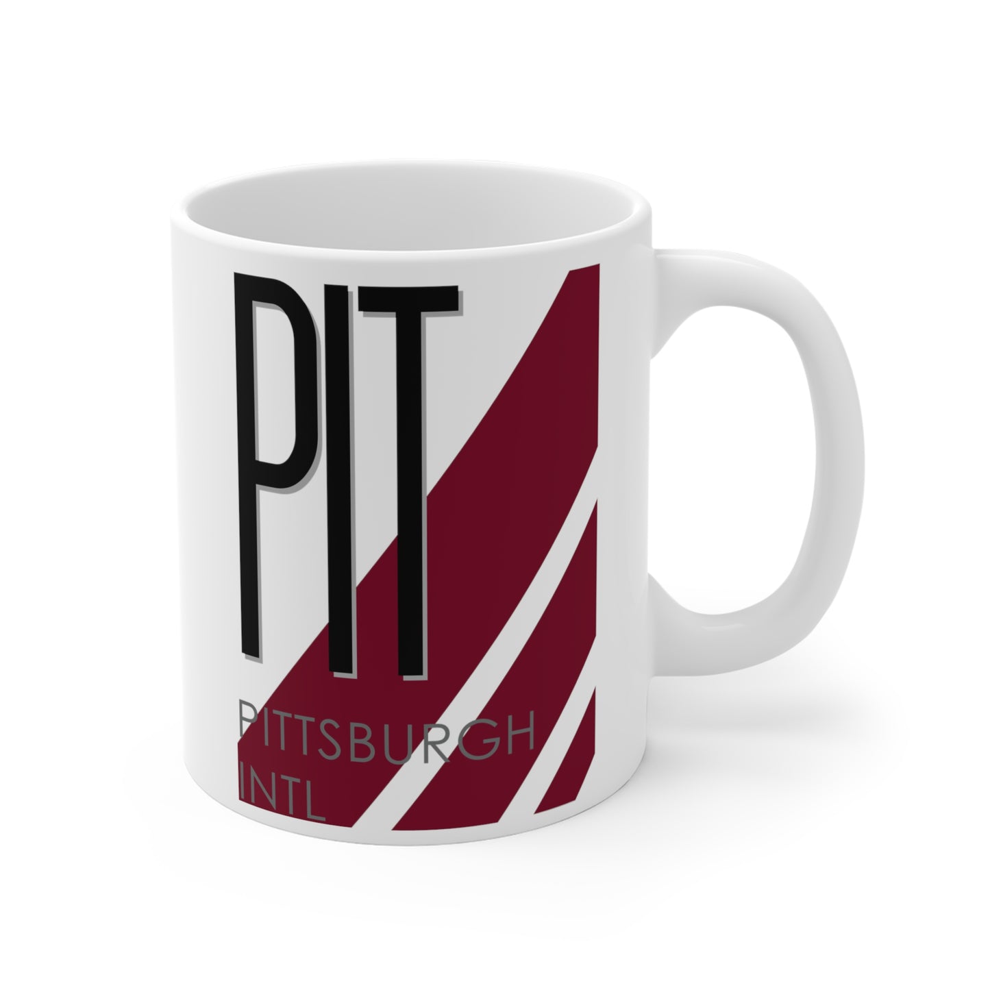 Pittsburgh Intl, PIT. 11oz Airport Mug (Magenta)