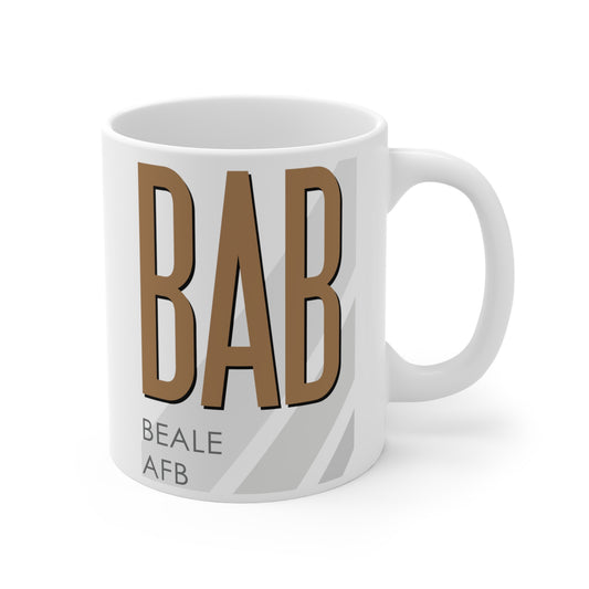 Beale AFB, BAB. 11oz Airport Mug (Brown)