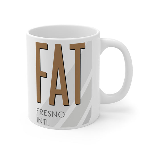 Fresno Yosemite Intl, FAT. 11oz Airport Mug (Brown)