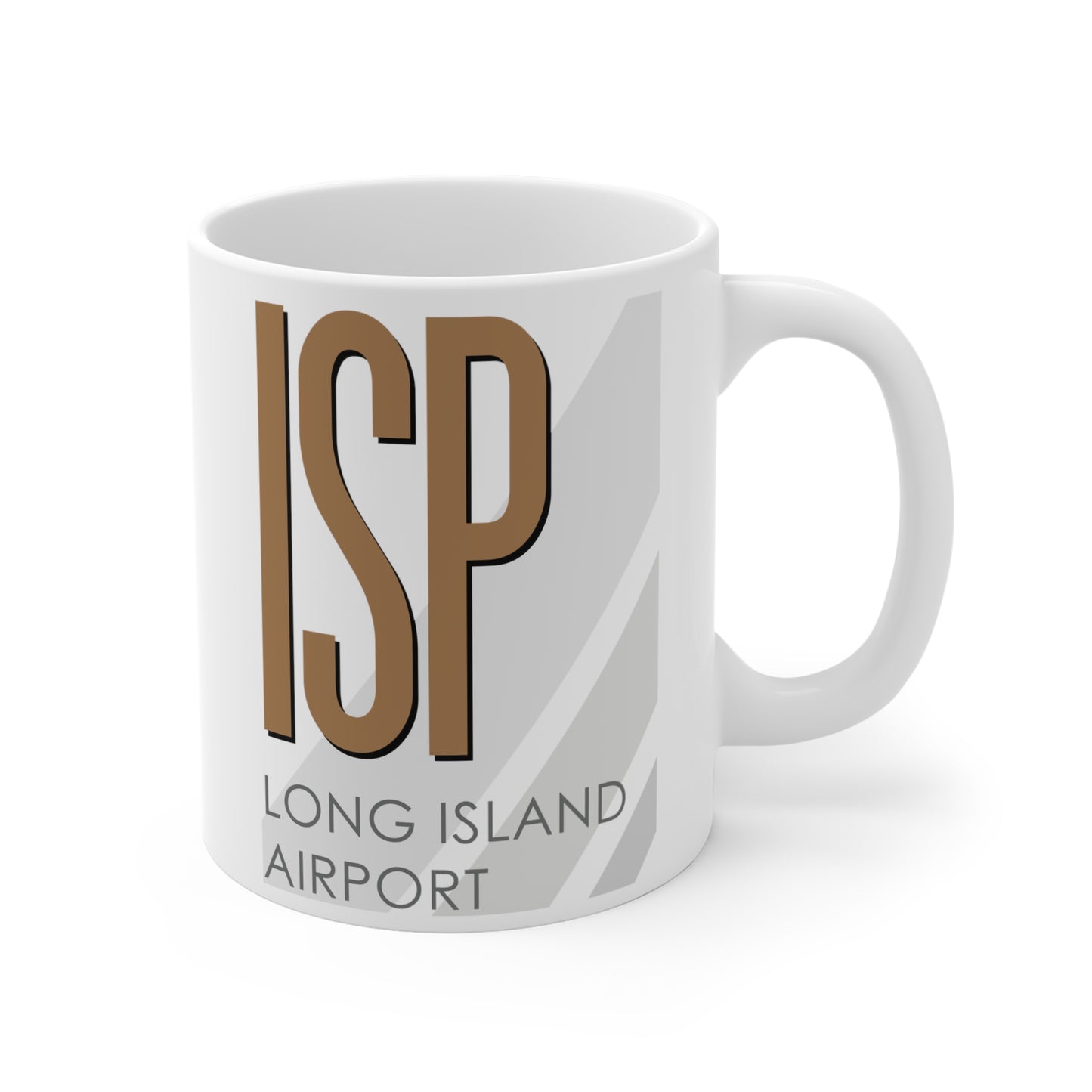 Long Island Mac Arthur Airport, ISP. 11oz Airport Mug (Brown)