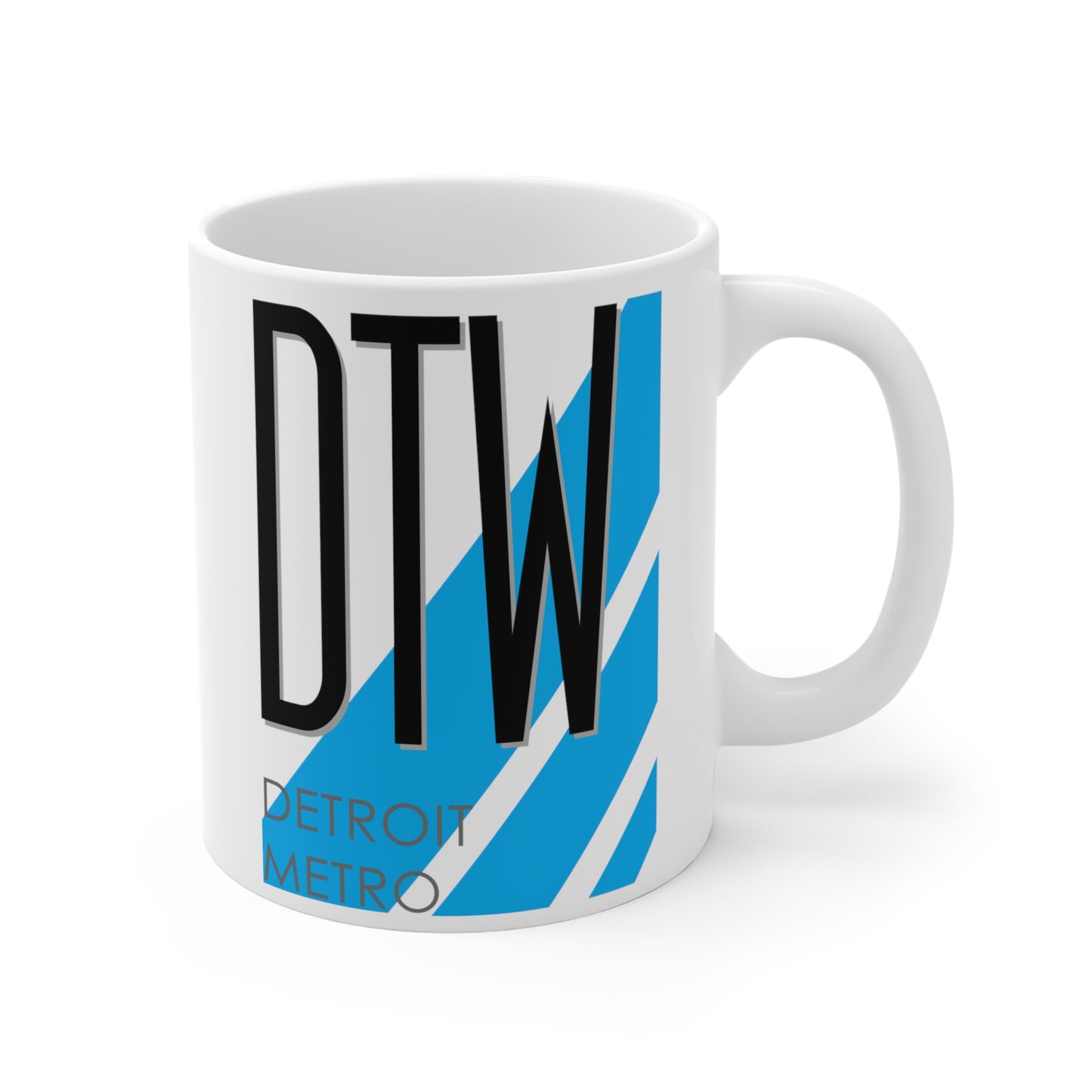 Detroit Metro Wayne County, DTW. 11oz Airport Mug (Blue)