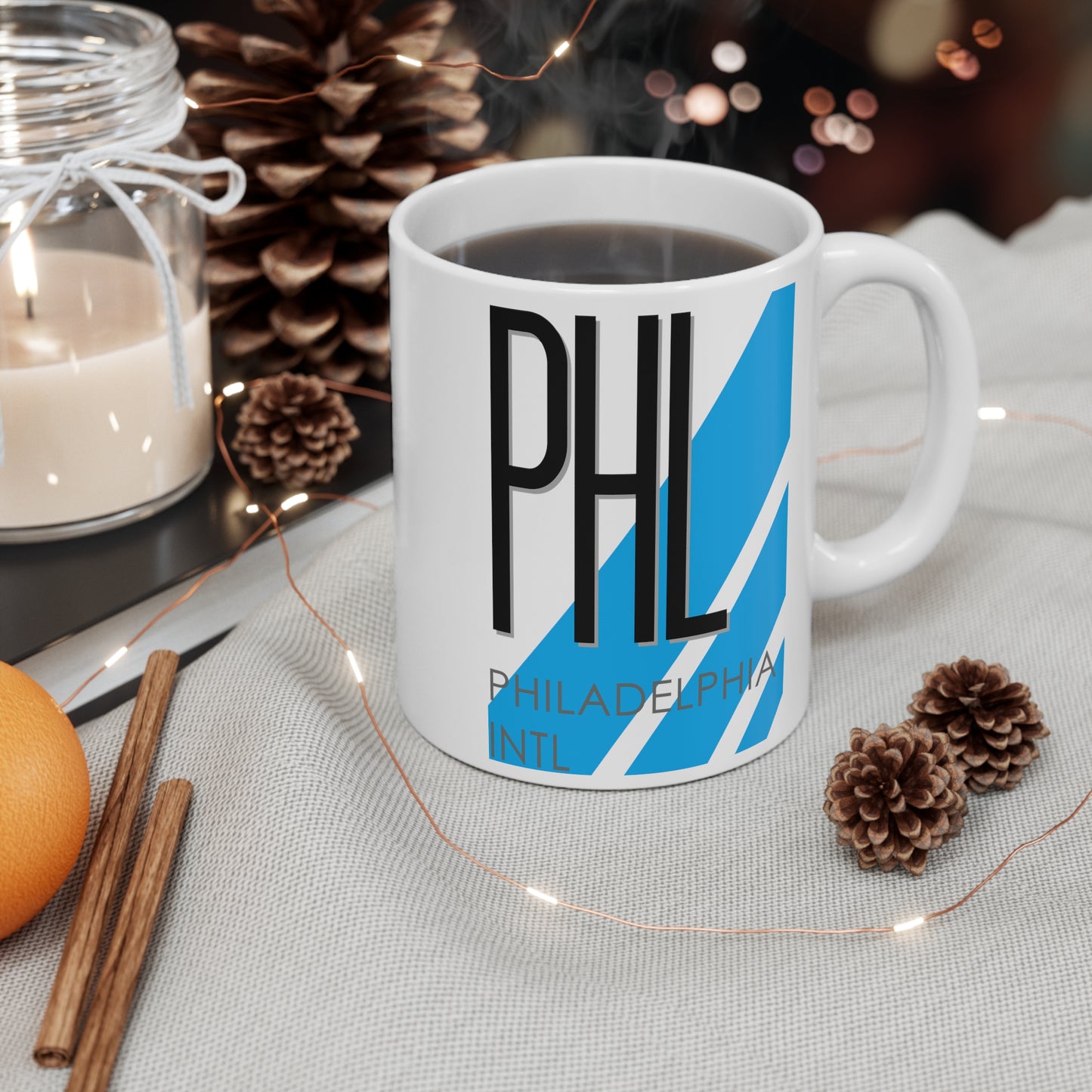 Philadelphia Intl, PHL. 11oz Airport Mug (Blue)