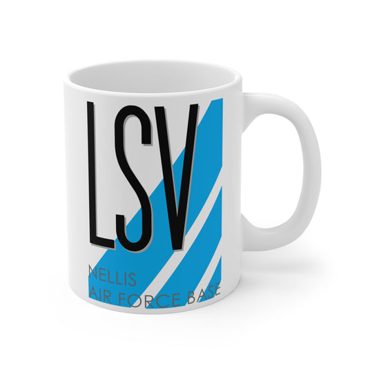 Nellis Air Force Base, LSV. 11oz Airport Mug (Blue)