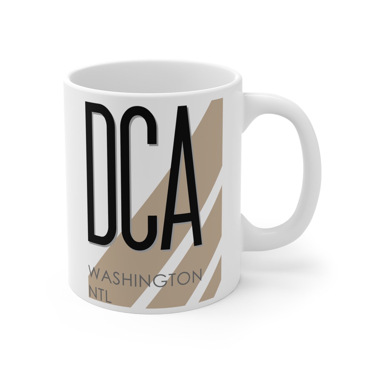 Ronald Reagan Washington Ntl, DCA. 11oz Airport Mug (Cool Brown)