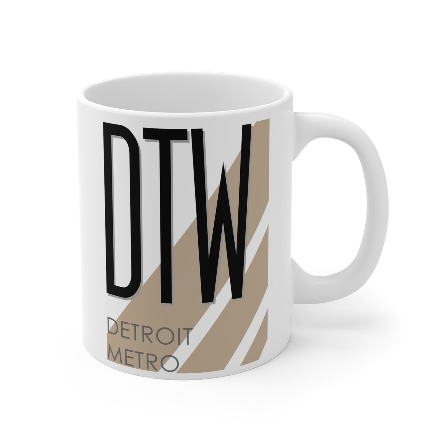 Detroit Metro Wayne County, DTW. 11oz Airport Mug (Cool Brown)