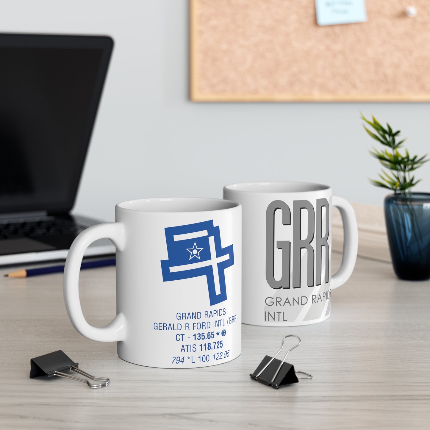 Grand Rapids Gerald R. Ford Intl, GRR. 11oz Airport Mug (Gray)