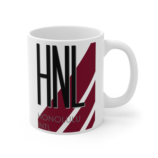 Honolulu Daniel K. Inouye Intl, HNL. 11oz Airport Mug (Magenta)