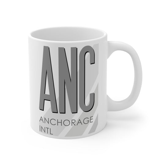 Ted Stevens Anchorage Intl, ANC. 11oz Airport Mug (Gray)