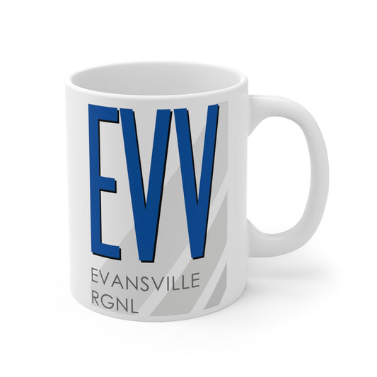 Evansville Rgnl, EVV. 11oz Airport Mug (Blue)