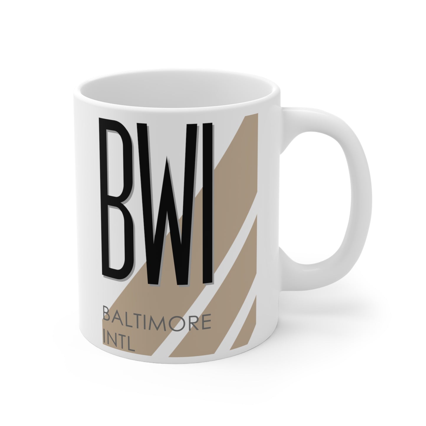 Baltimore-Washington Intl Thurgood Marshall, BWI. 11oz Airport Mug (Cool Brown)