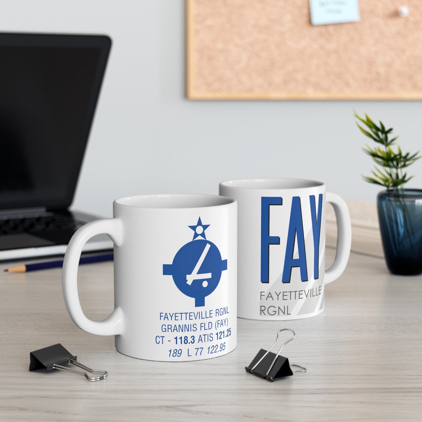 Fayetteville Rgnl, FAY. 11oz Airport Mug (Blue)