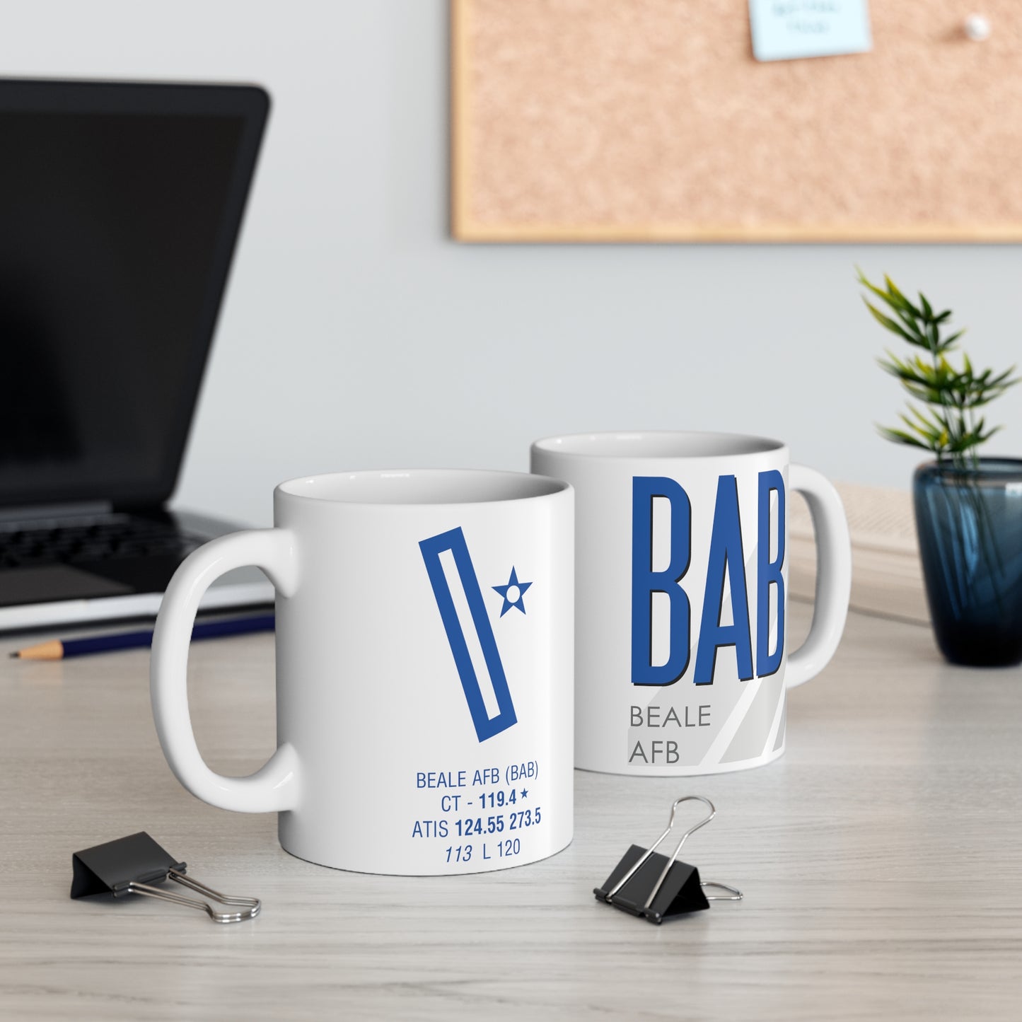 Beale AFB, BAB. 11oz Airport Mug (Blue)