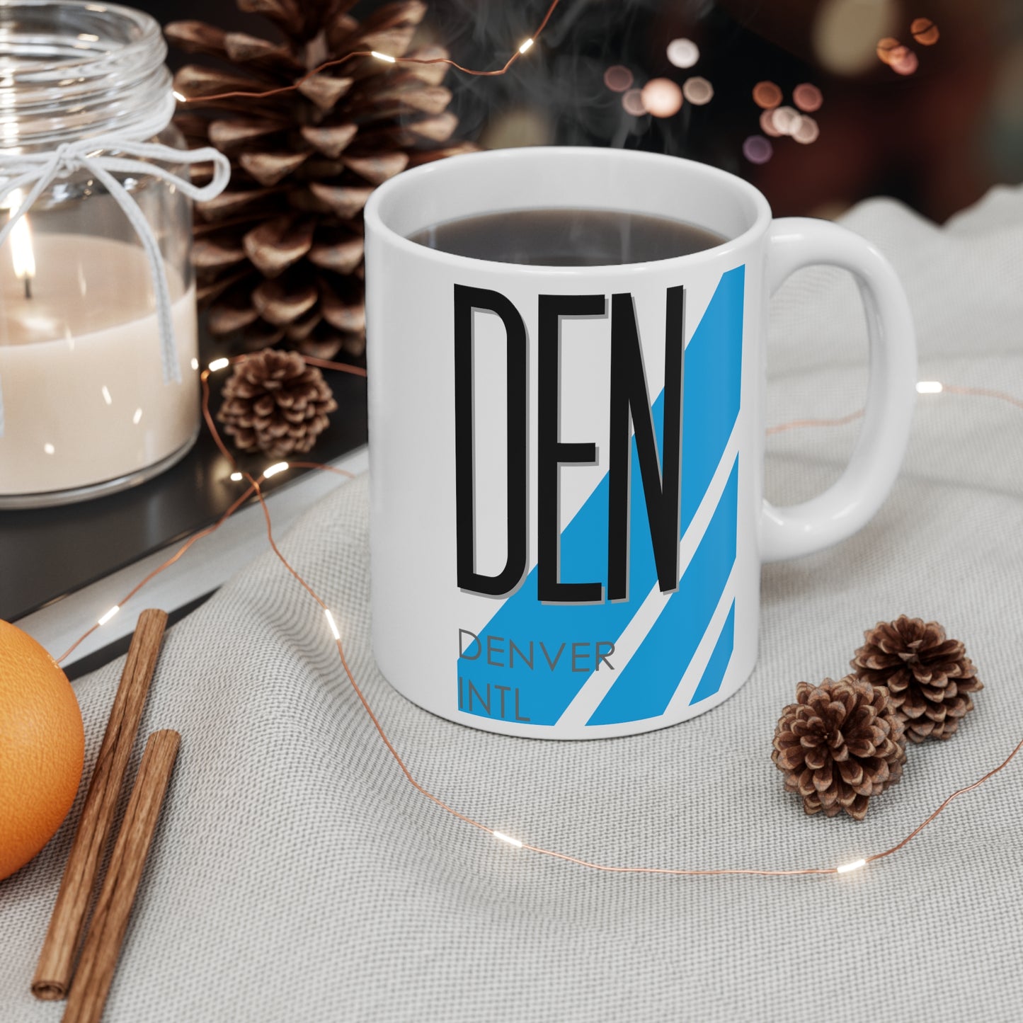 Denver Intl, DEN. 11oz Airport Mug (Blue)