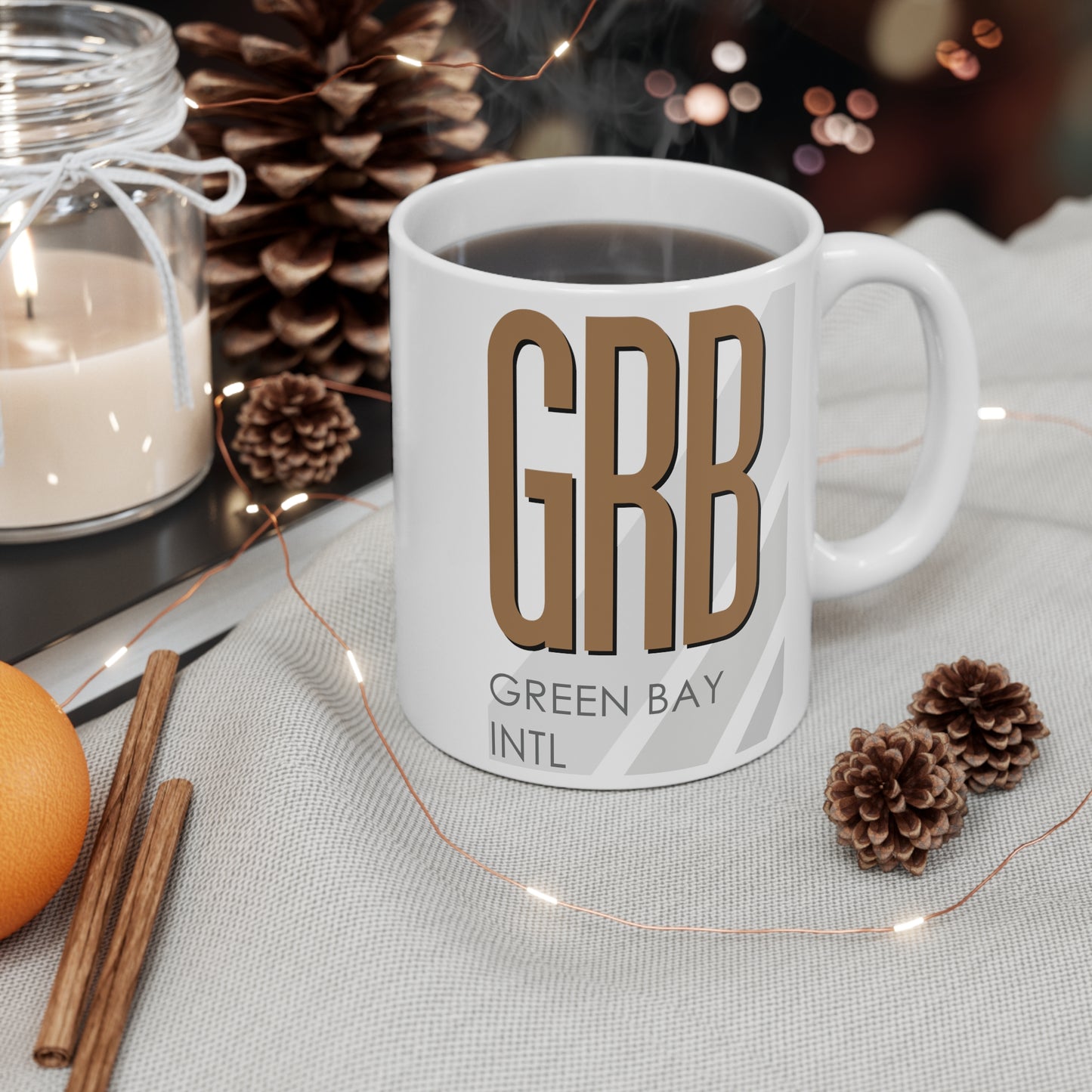 Green Bay Austin Straubel Intl, GRB. 11oz Airport Mug (Brown)